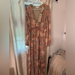 Flying Tomato Green Floral Maxi Dress